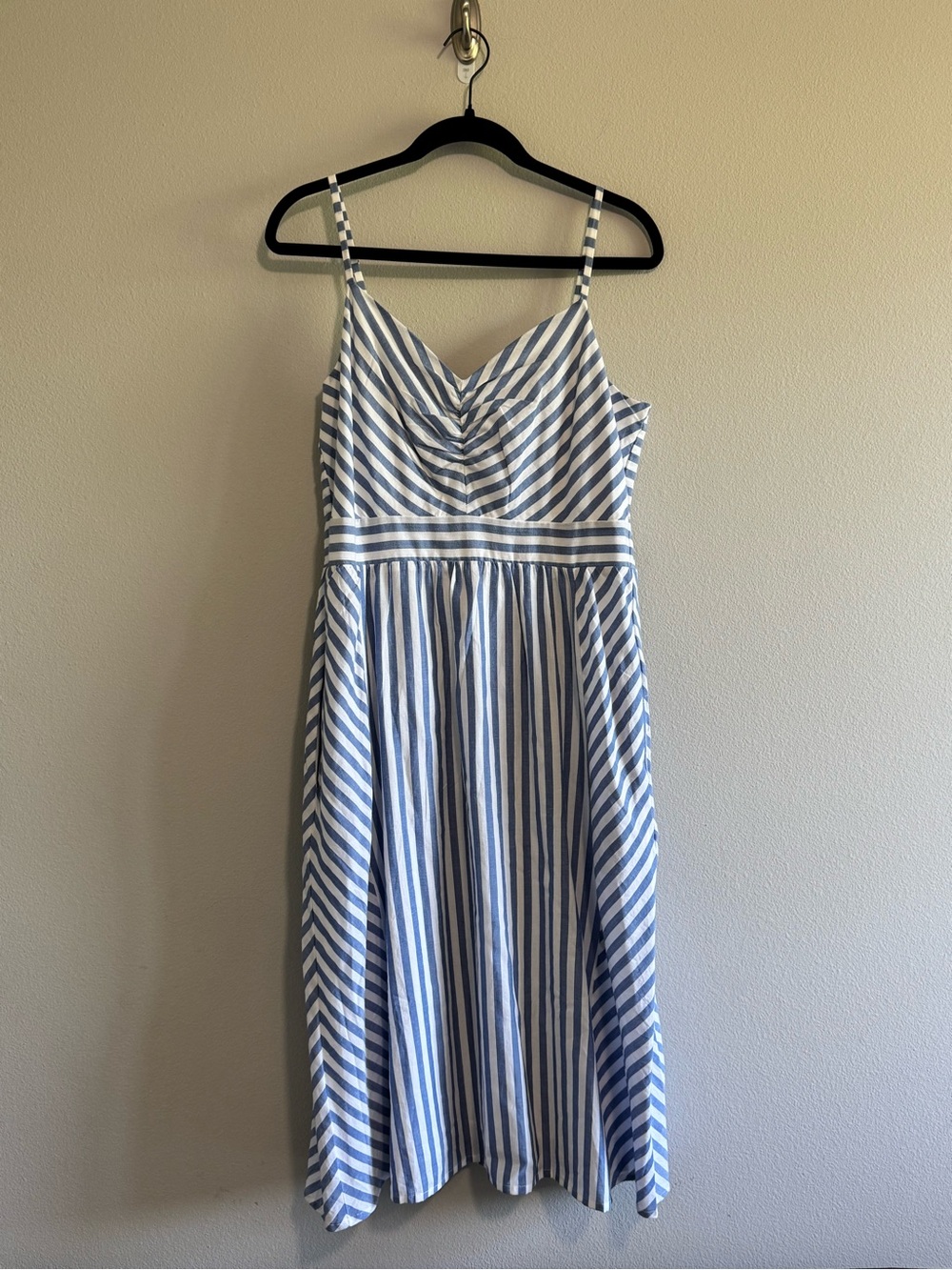Evereve Blue and White Striped Spaghetti Strap Dress